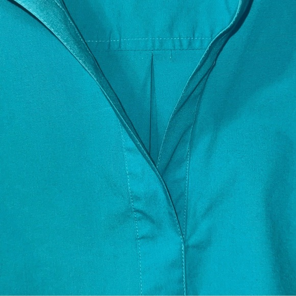 Talbots Popover V-Neck Tunic Top Coastal Preppy Casual Nautical Size S Teal Blue - Picture 3 of 9